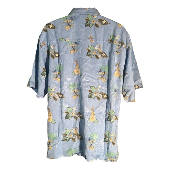 HAWAIIAN TROPIC Men's Short Sleeve Button Down Hula Girl Floral Shirt Blue Large - Picture 4 of 6